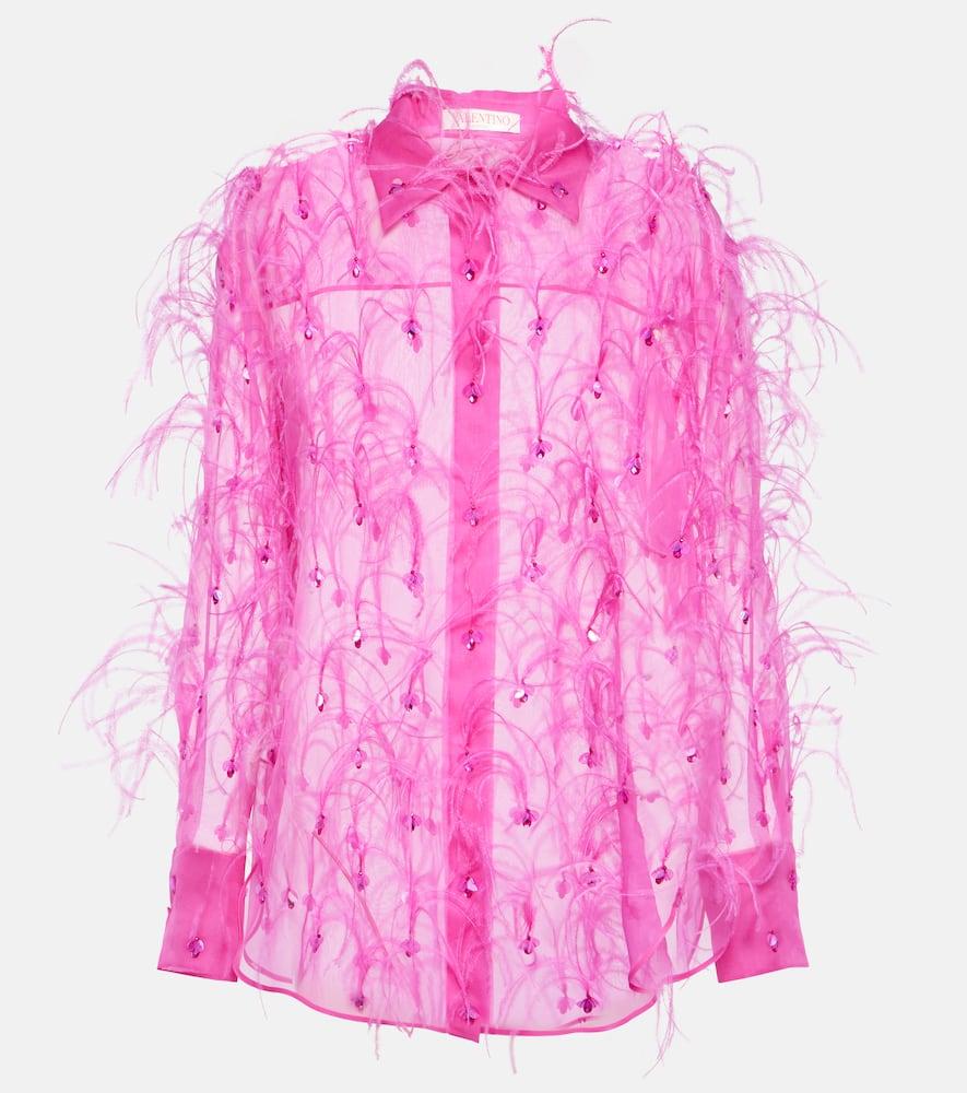 valentino embroidered silk organza blouse