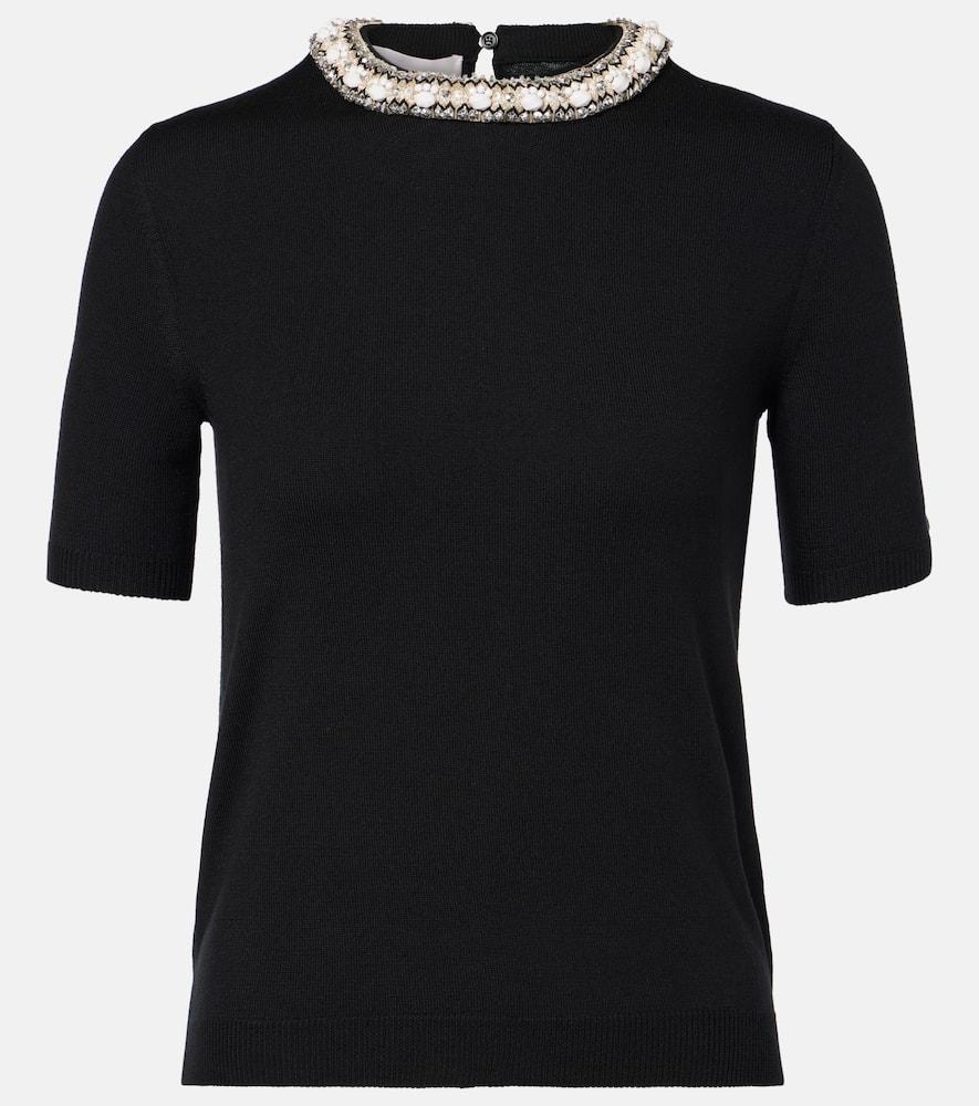 valentino embroidered virgin wool top