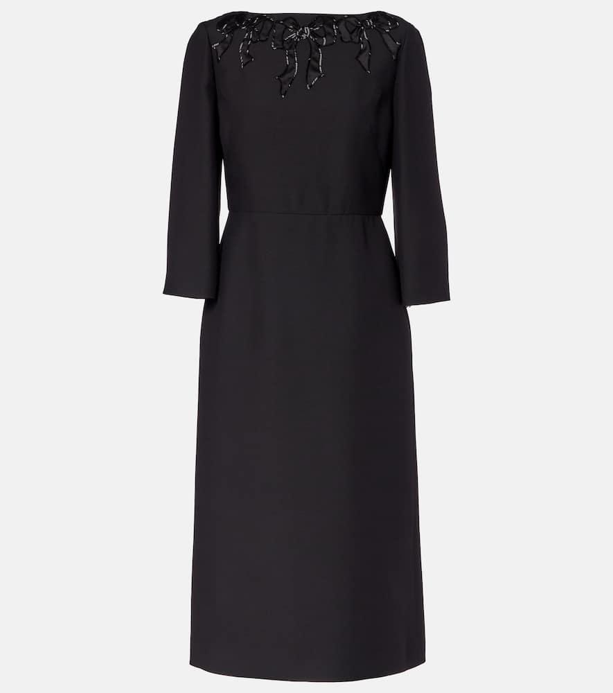valentino embroidered wool and silk midi dress