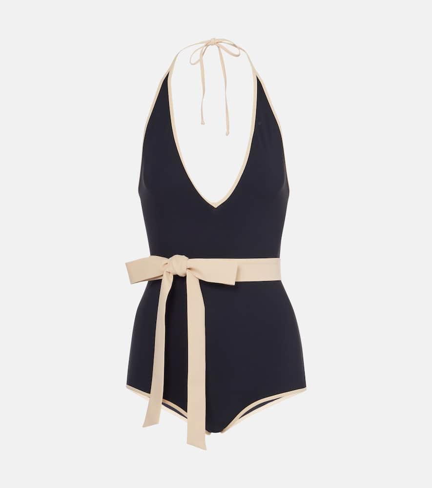 valentino escape belted swimsuit
