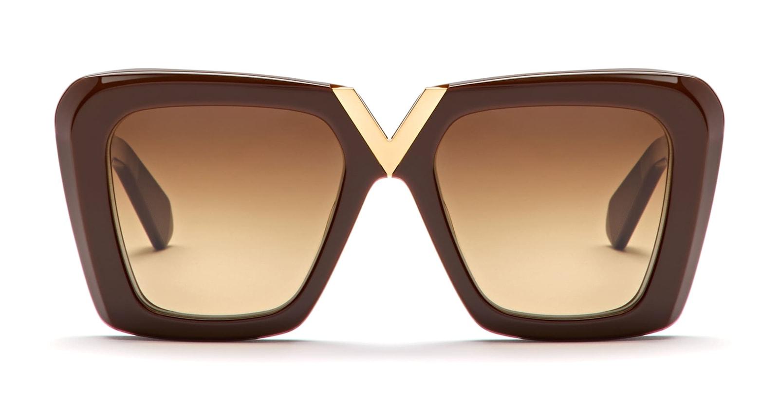 valentino eyewear v-gold-ii - fondant brown / gold sunglasses