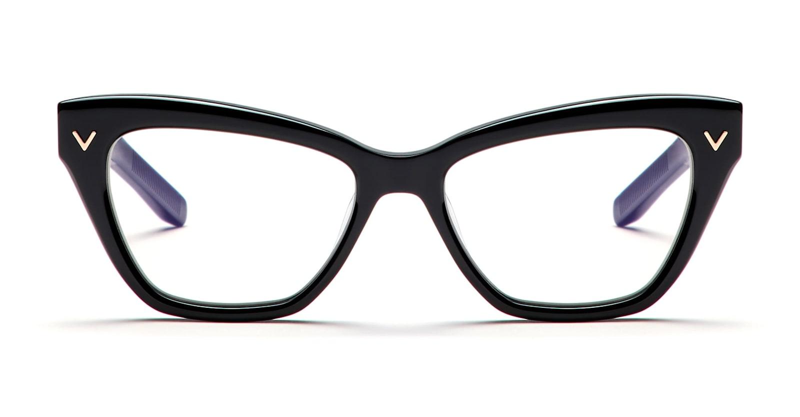 valentino eyewear v-tale- black / light gold rx glasses