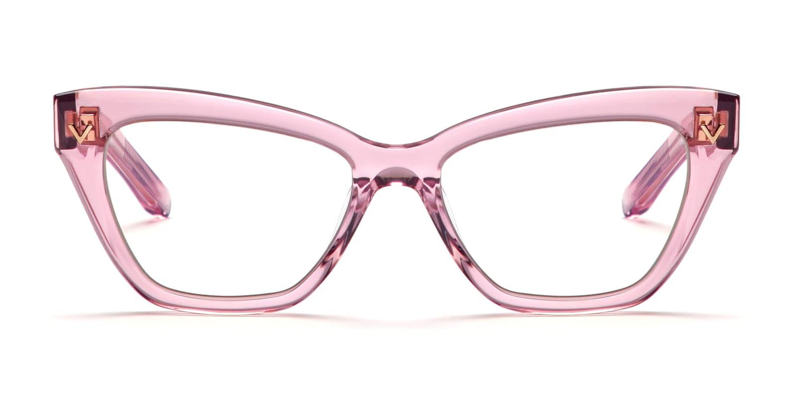 valentino eyewear v-tale- crystal pink / light gold rx glasses