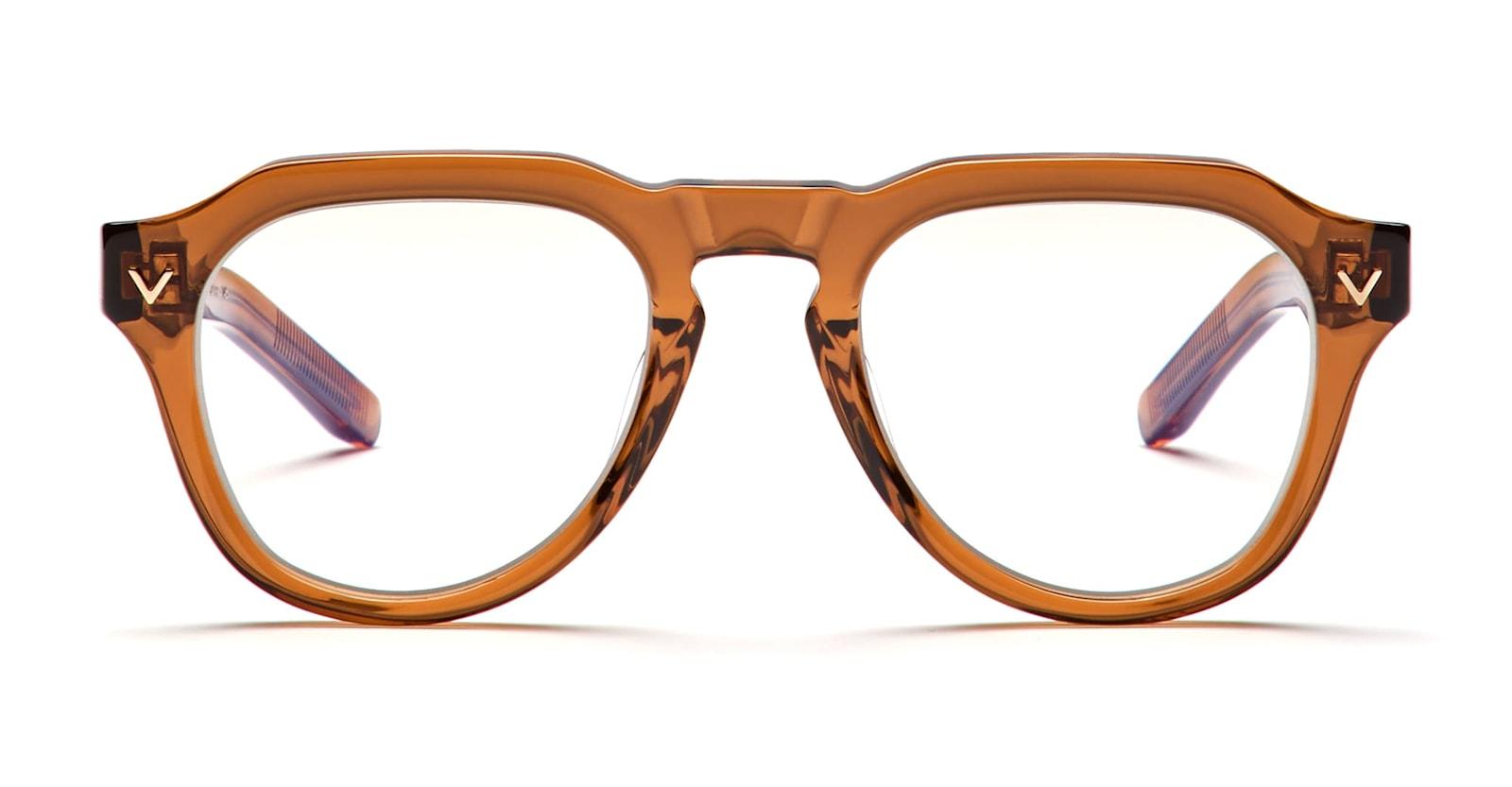 valentino eyewear v-tale-ii - crystal brown / light gold rx glasses