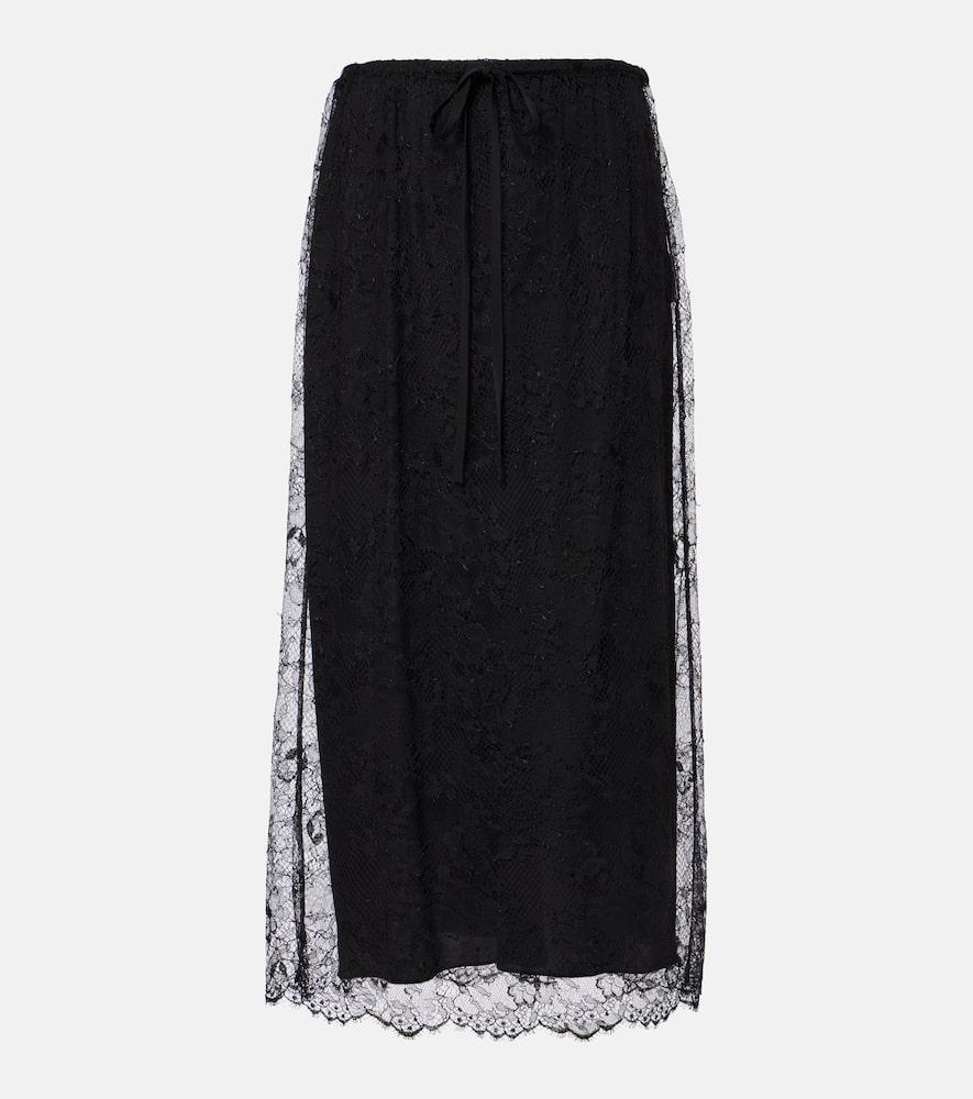 valentino floral lace midi skirt