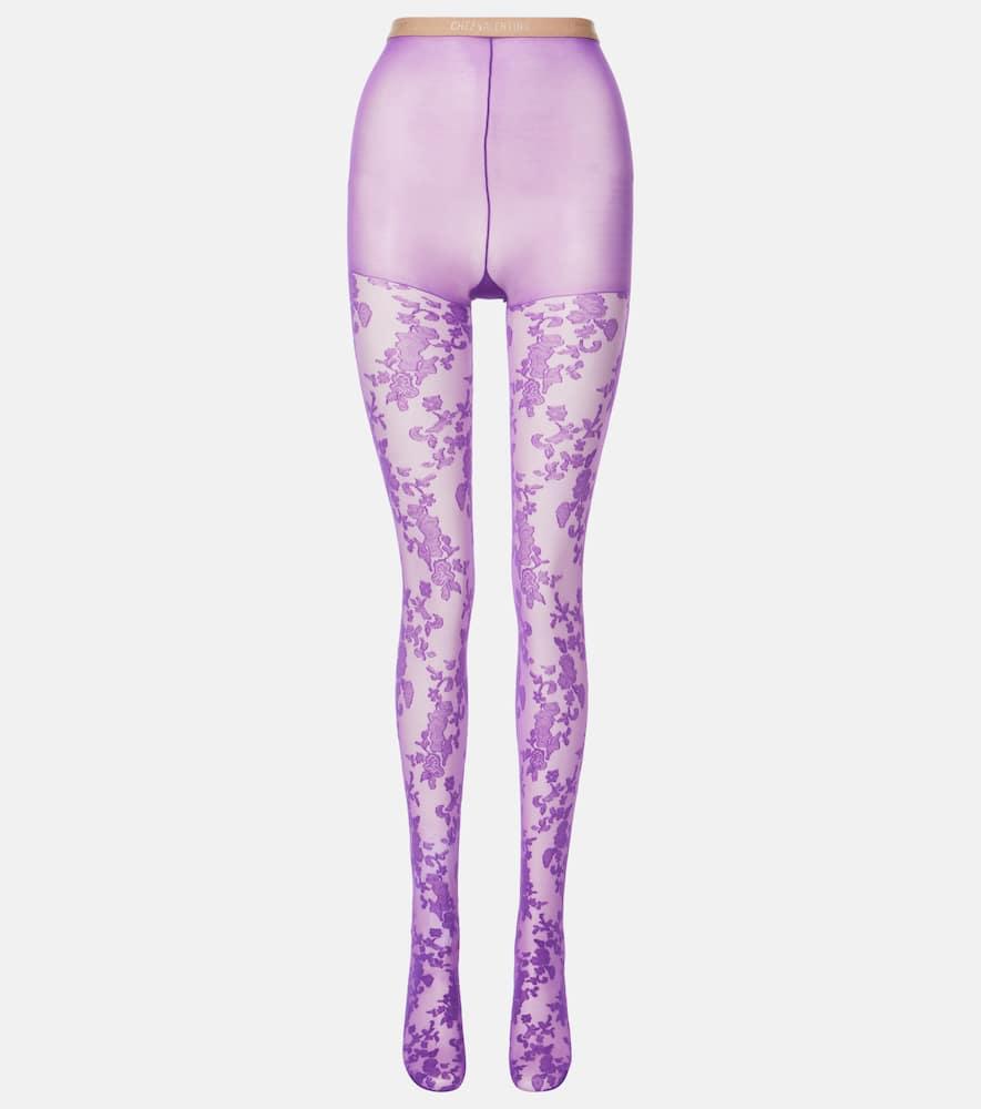 valentino floral lace tights