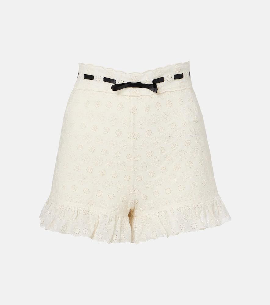 valentino floral ruffled cotton shorts