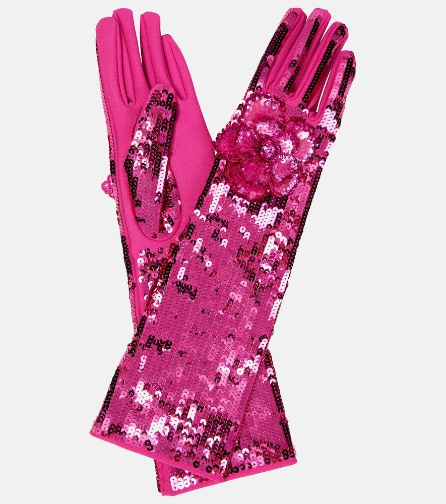 valentino floral sequined gloves