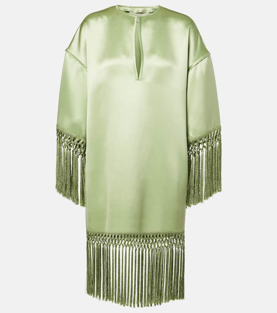 valentino fringed silk duchess satin tunic