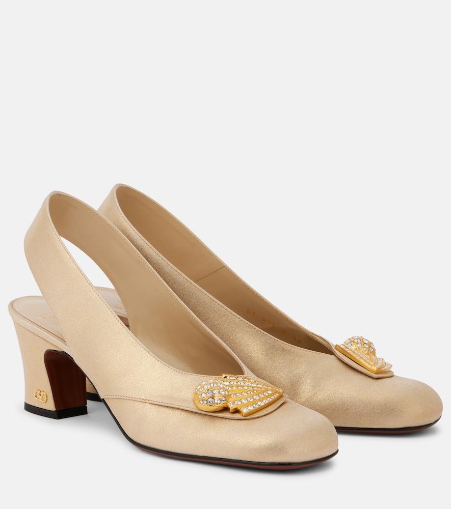 valentino garavani adamantine embellished slingback pumps