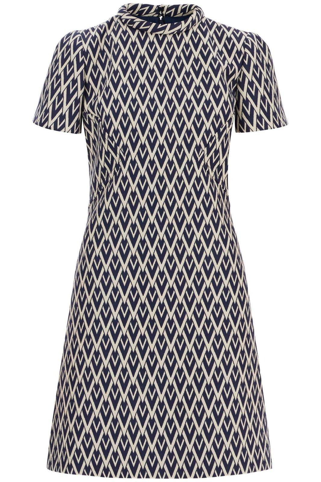 valentino garavani all-over patterned short-sleeved mini dress
