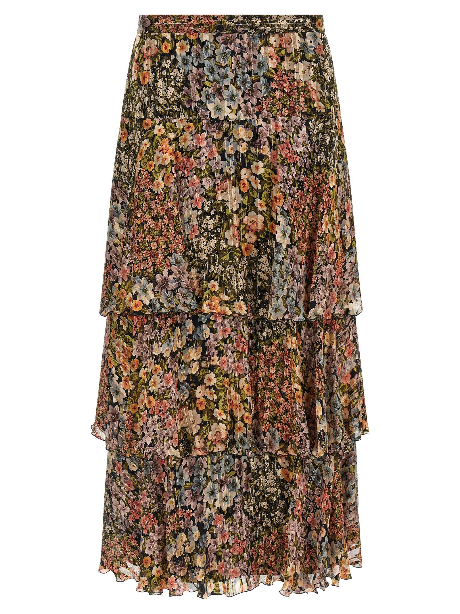 valentino garavani après lhiver skirt multicolor silk metal fiber - women