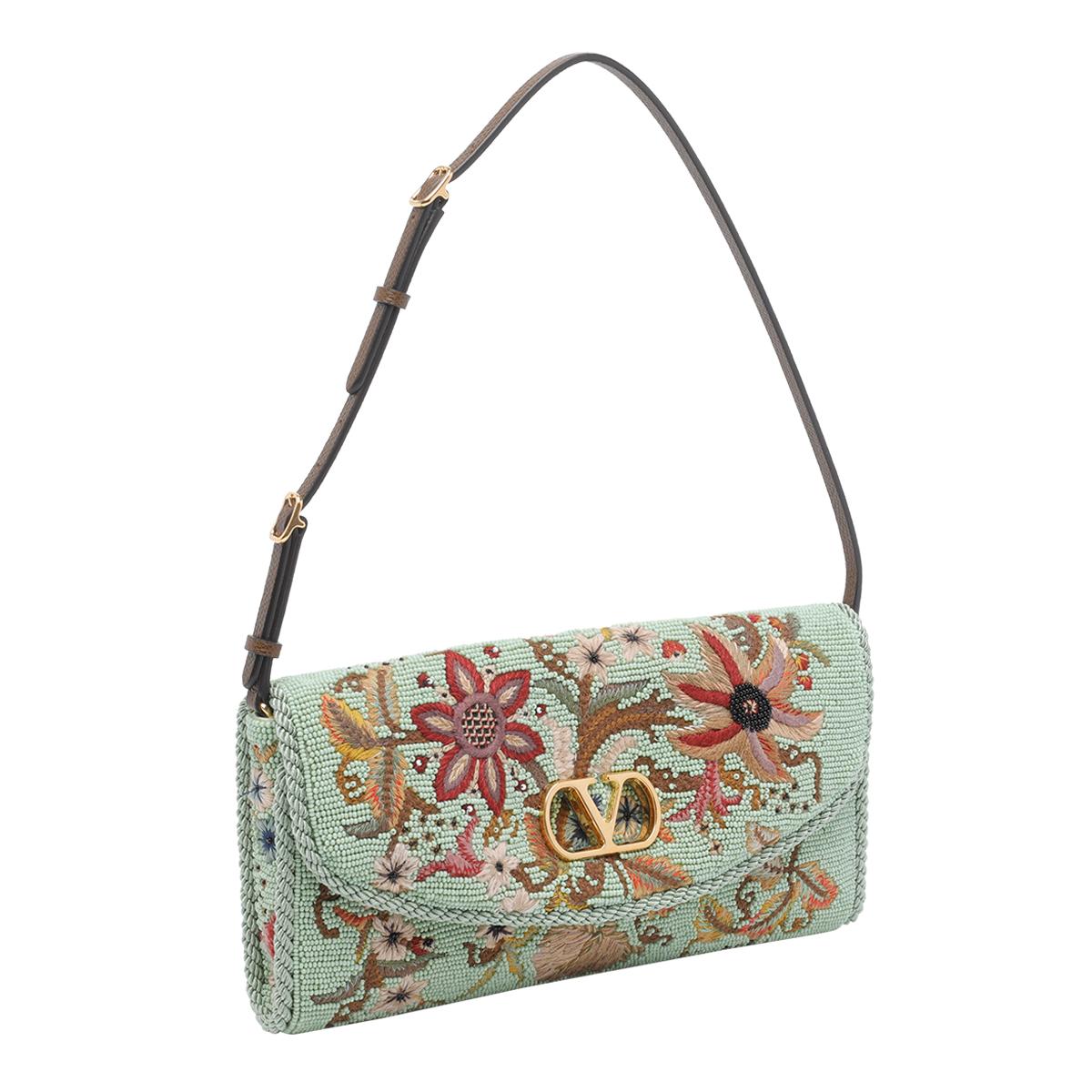 valentino garavani bags green fabric brass - women