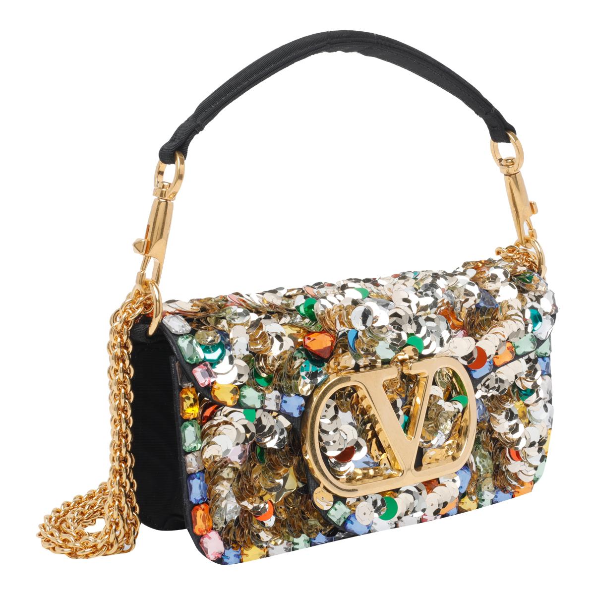 valentino garavani bags multicolour fabric and paillettes - women