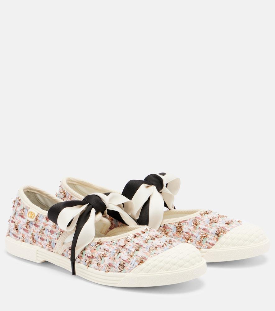 valentino garavani bay by bay checked tweed sneakers
