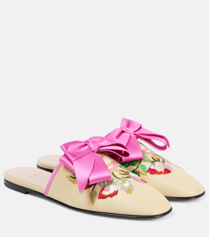 valentino garavani beauregard embroidered leather mules