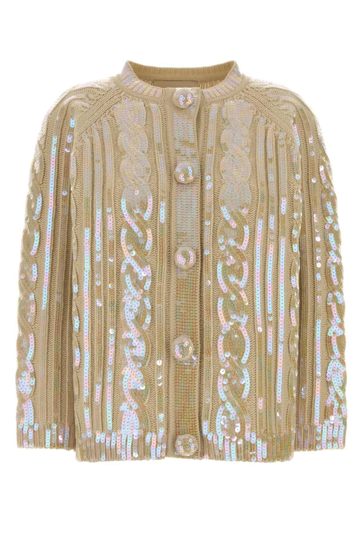 valentino garavani beige wool cardigan