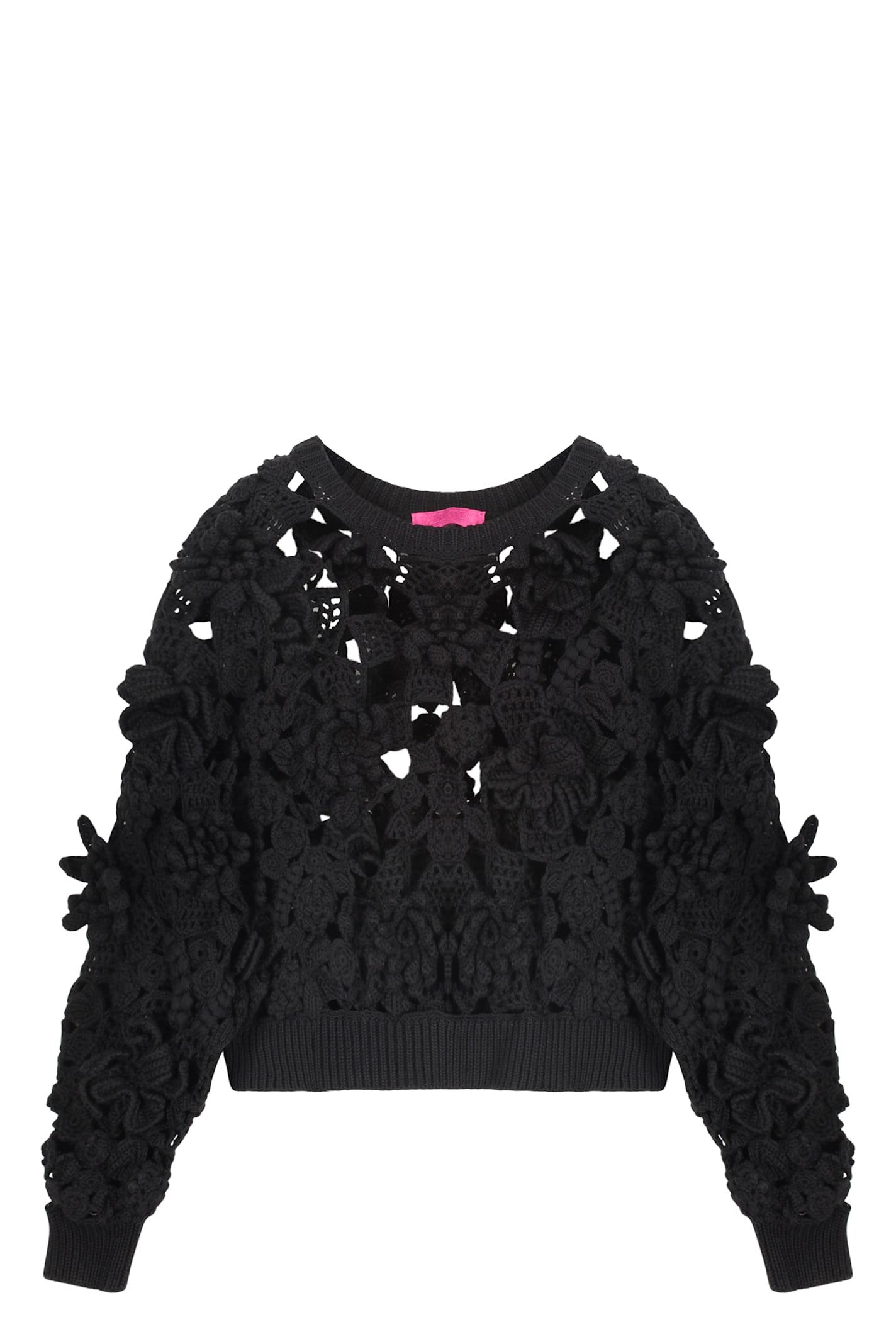 valentino garavani black cropped sweater with original decorative details