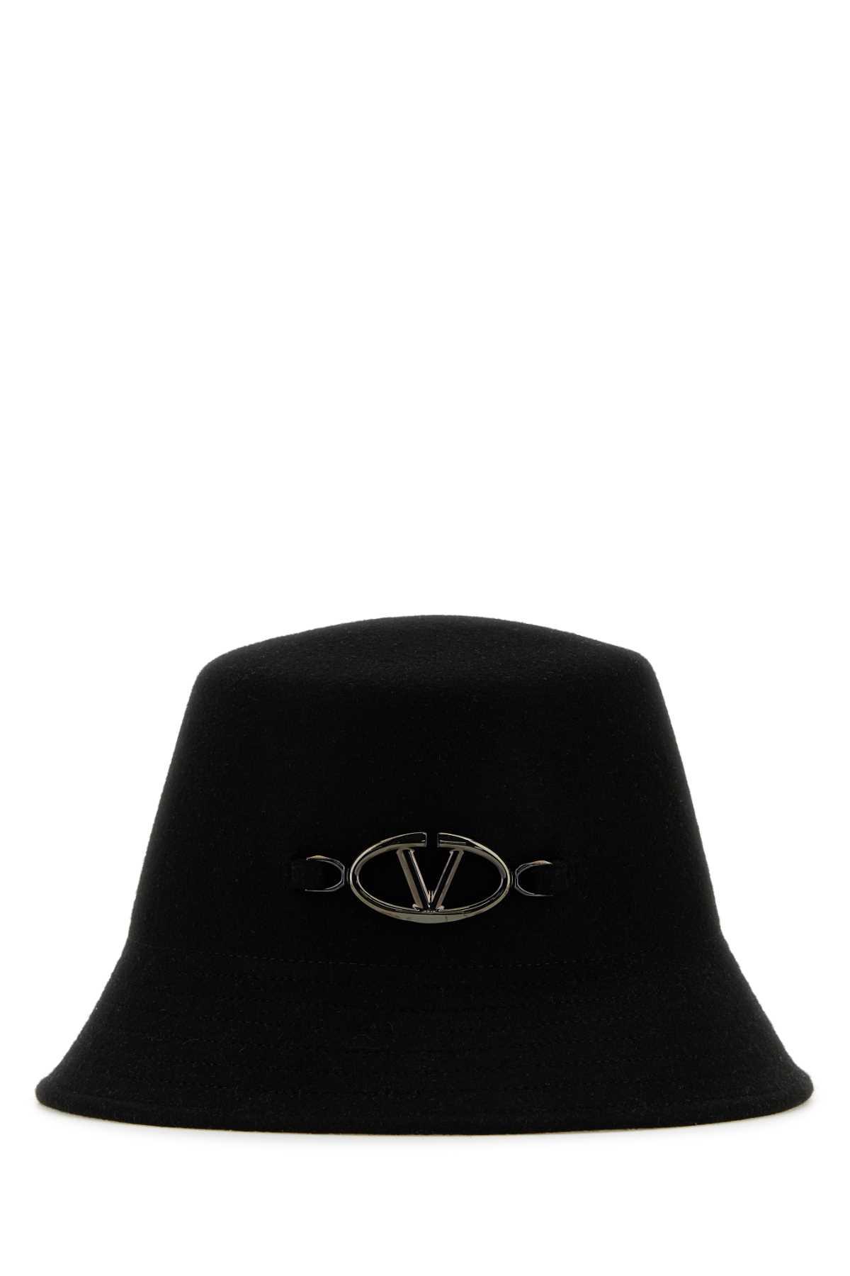 valentino garavani black felt bucket hat
