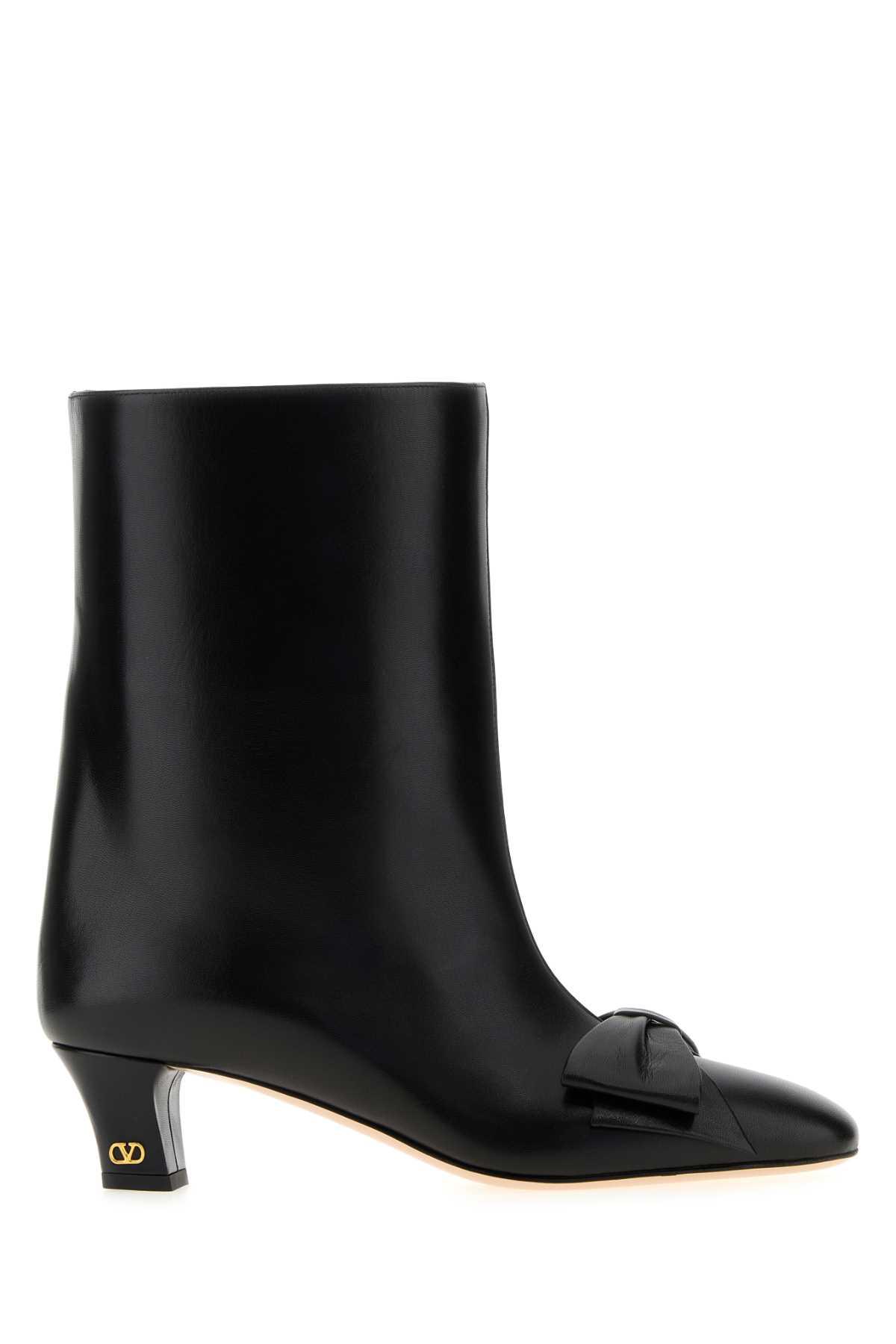 valentino garavani black leather bowow ankle boots