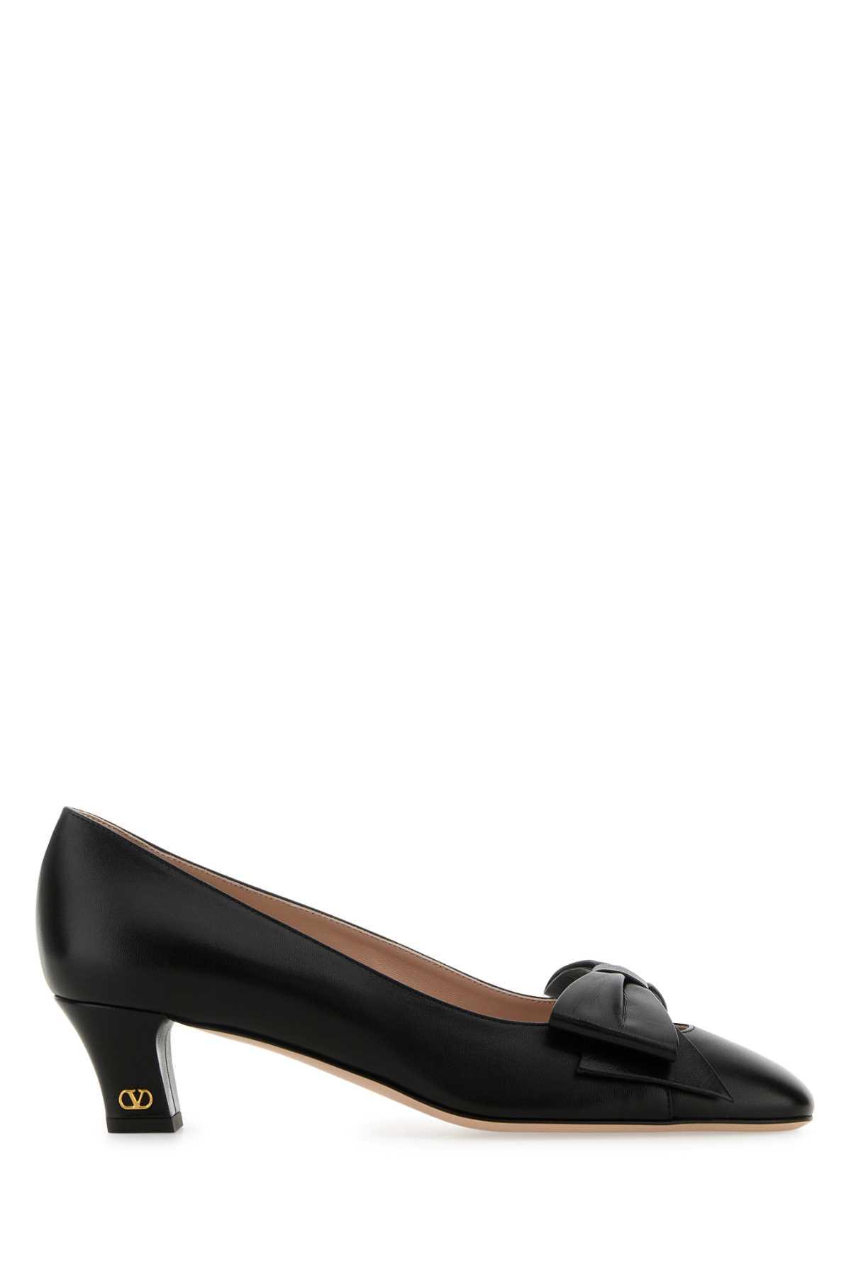valentino garavani black leather bowow pumps
