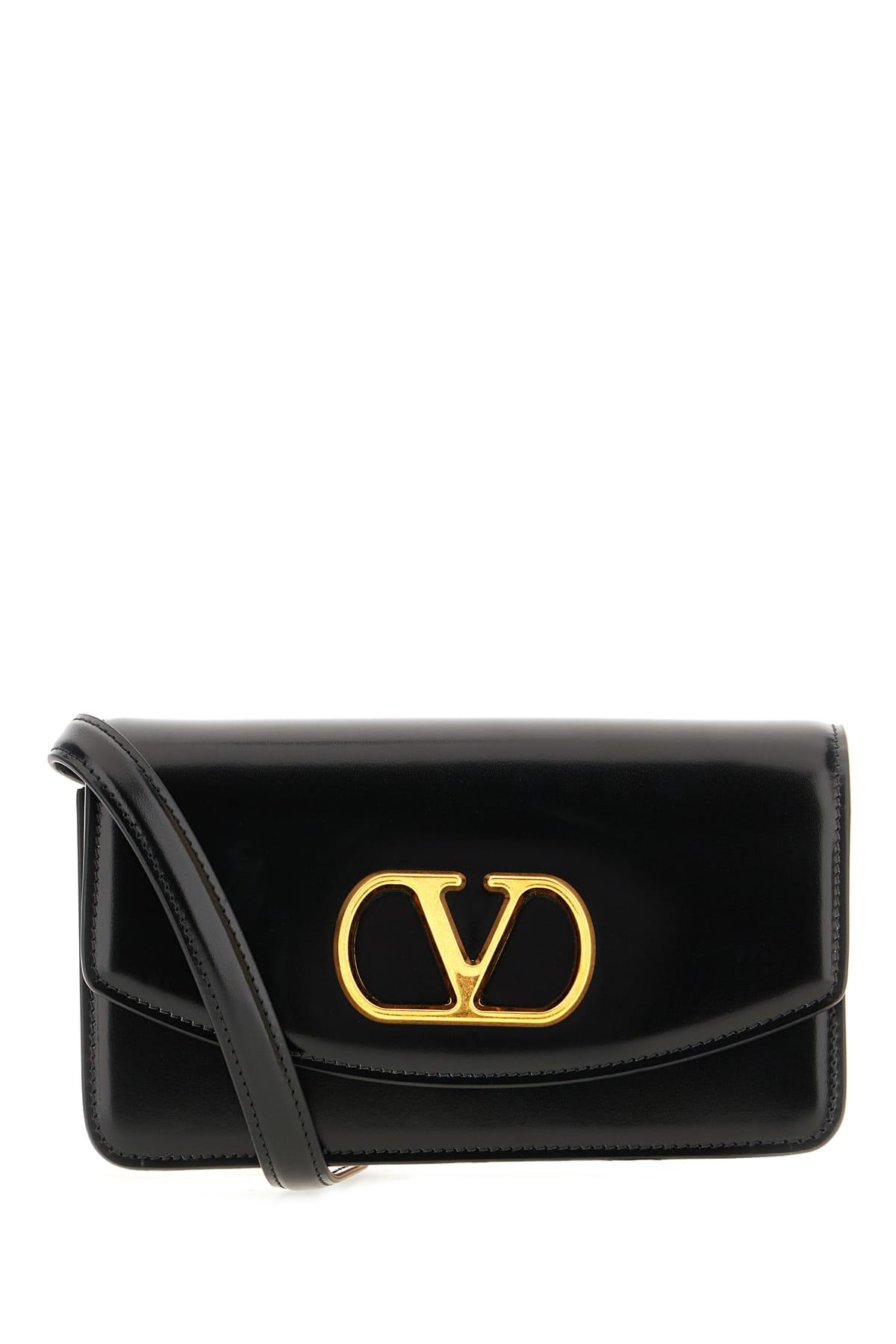 valentino garavani black leather clutch