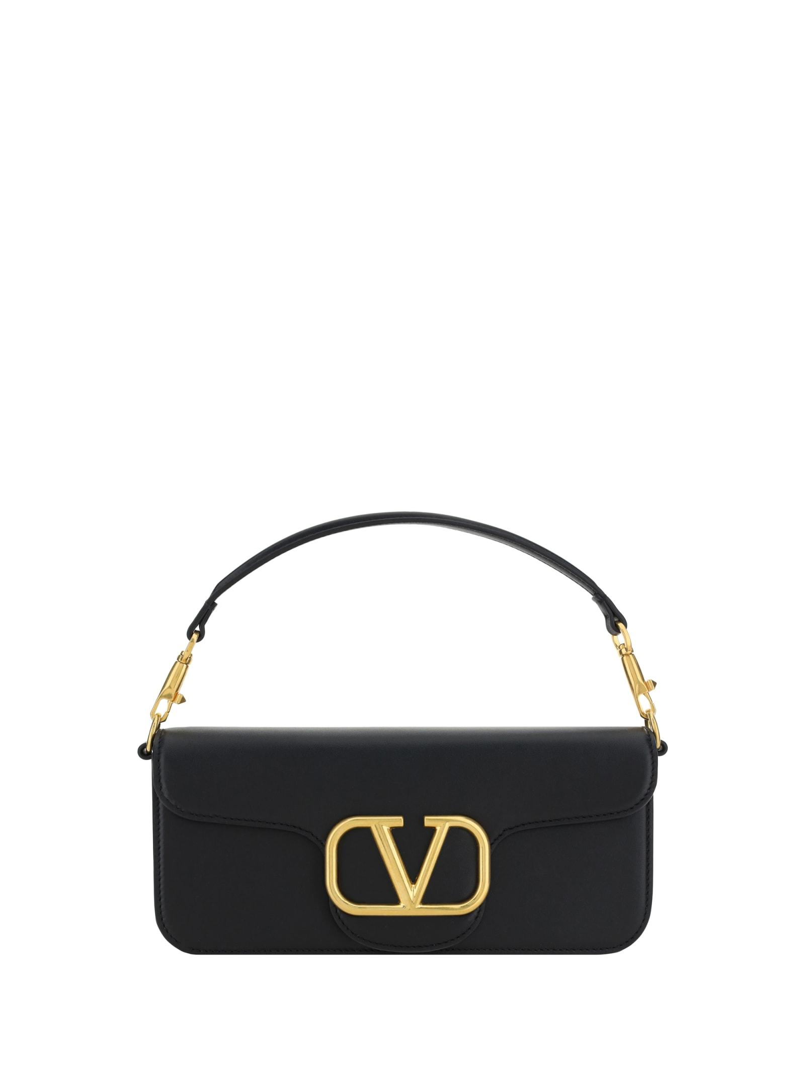 valentino garavani black leather locã² handbag