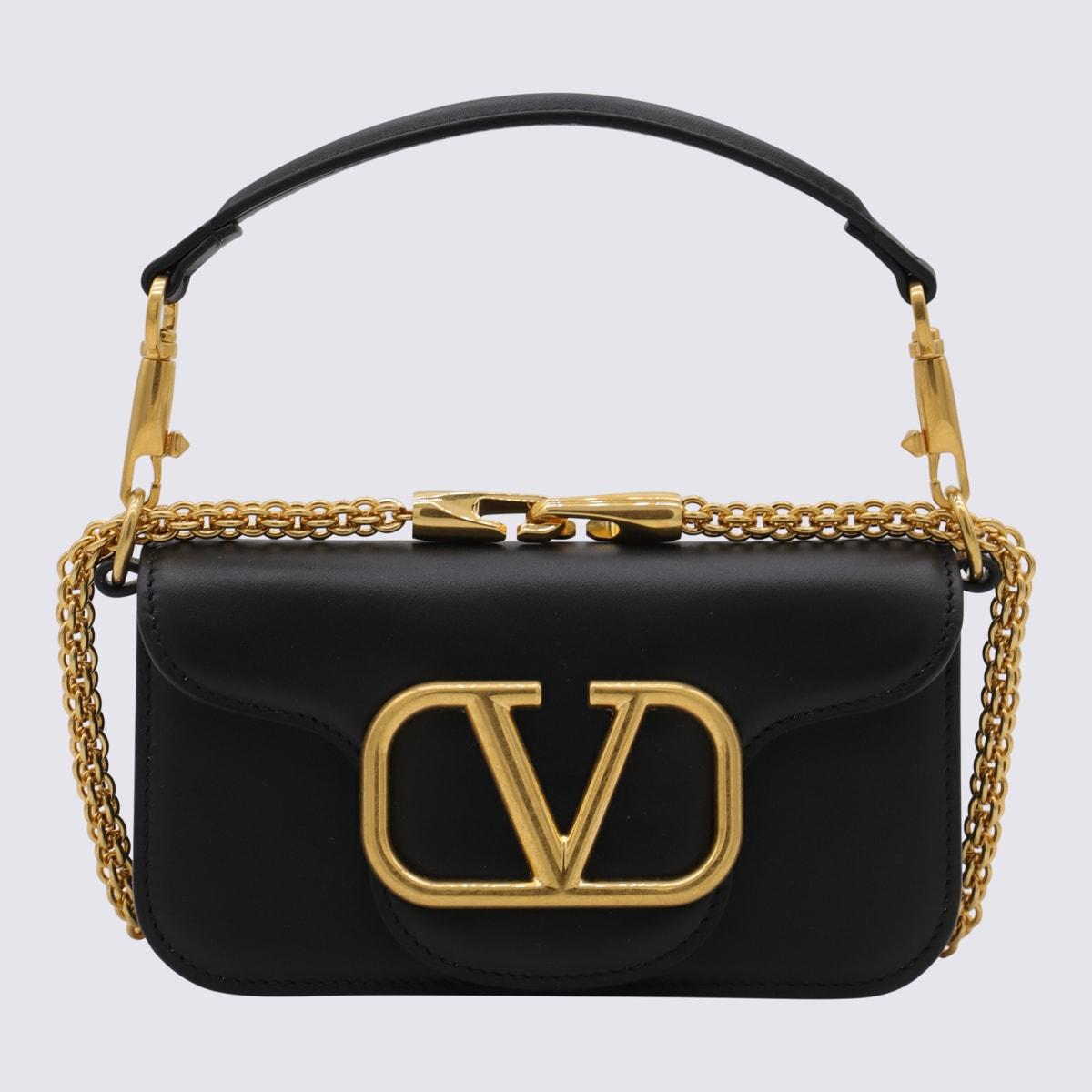 valentino garavani black leather loco shoulder bag