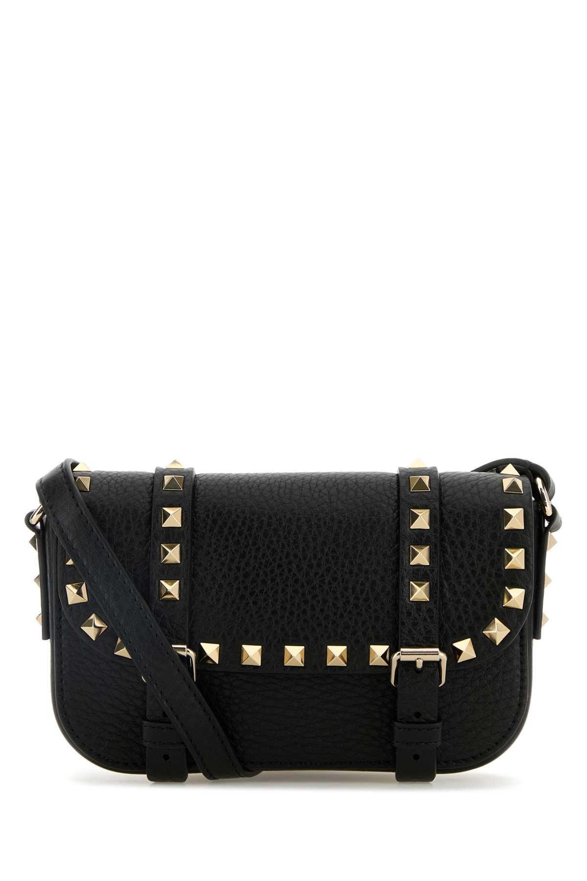 valentino garavani black leather rockstud crossbody bag