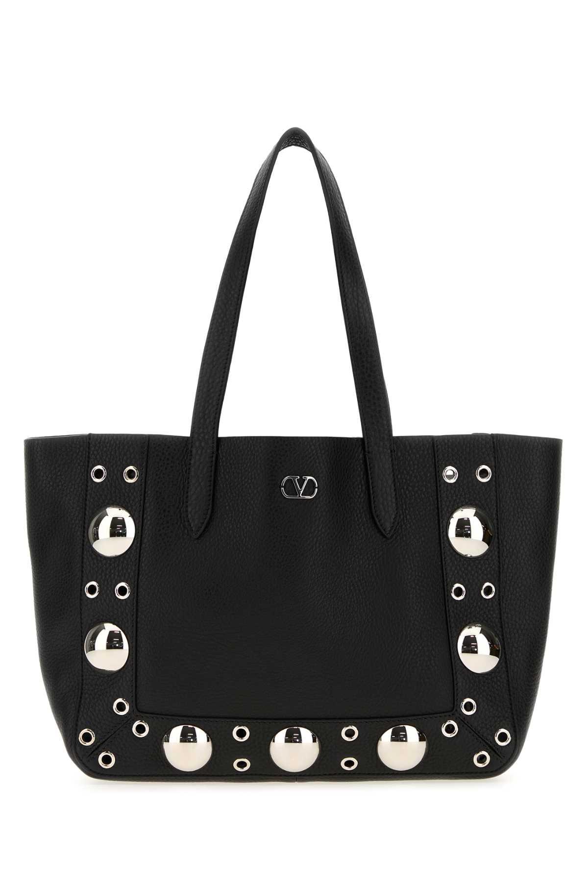 valentino garavani black leather small nellcã´te shopping bag