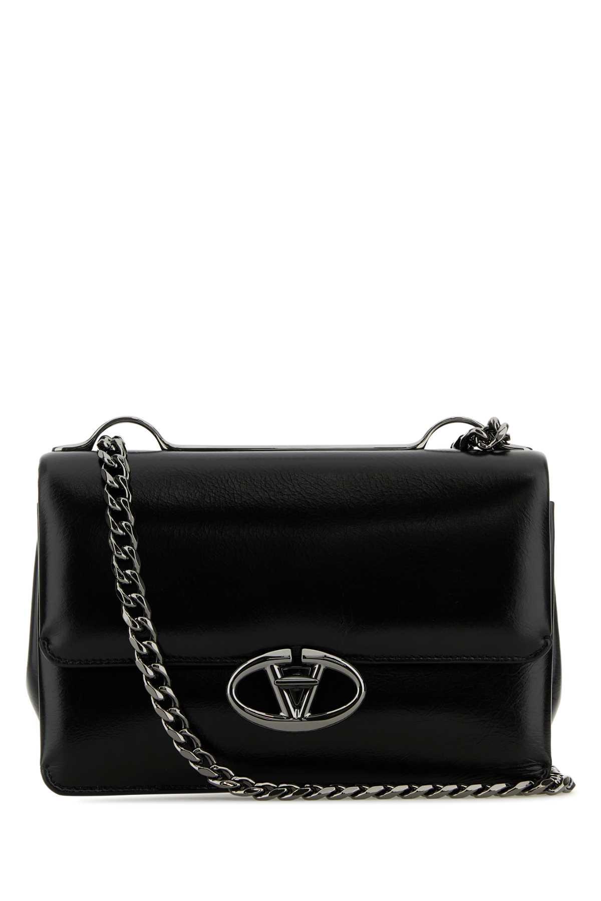 valentino garavani black leather small vlogo shoulder bag