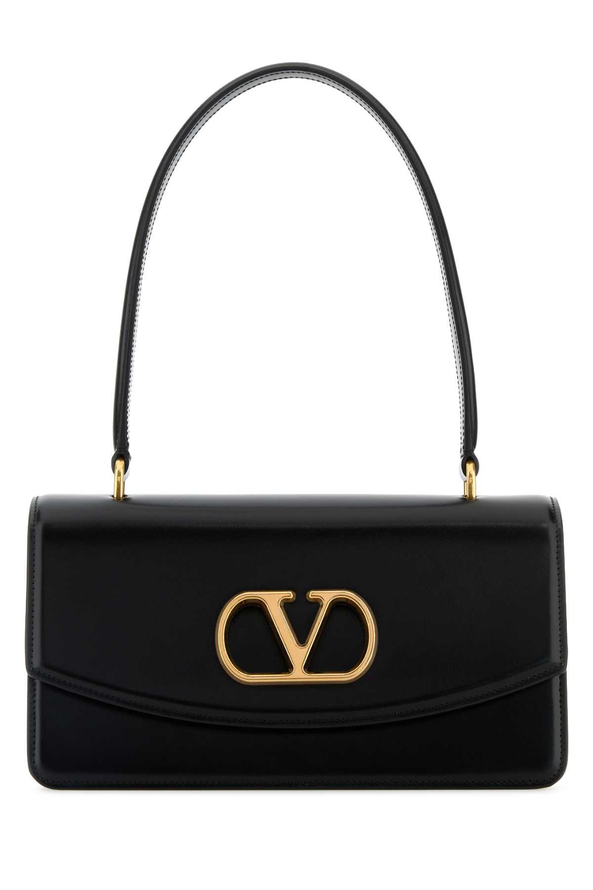 valentino garavani black leather vain shoulder bag