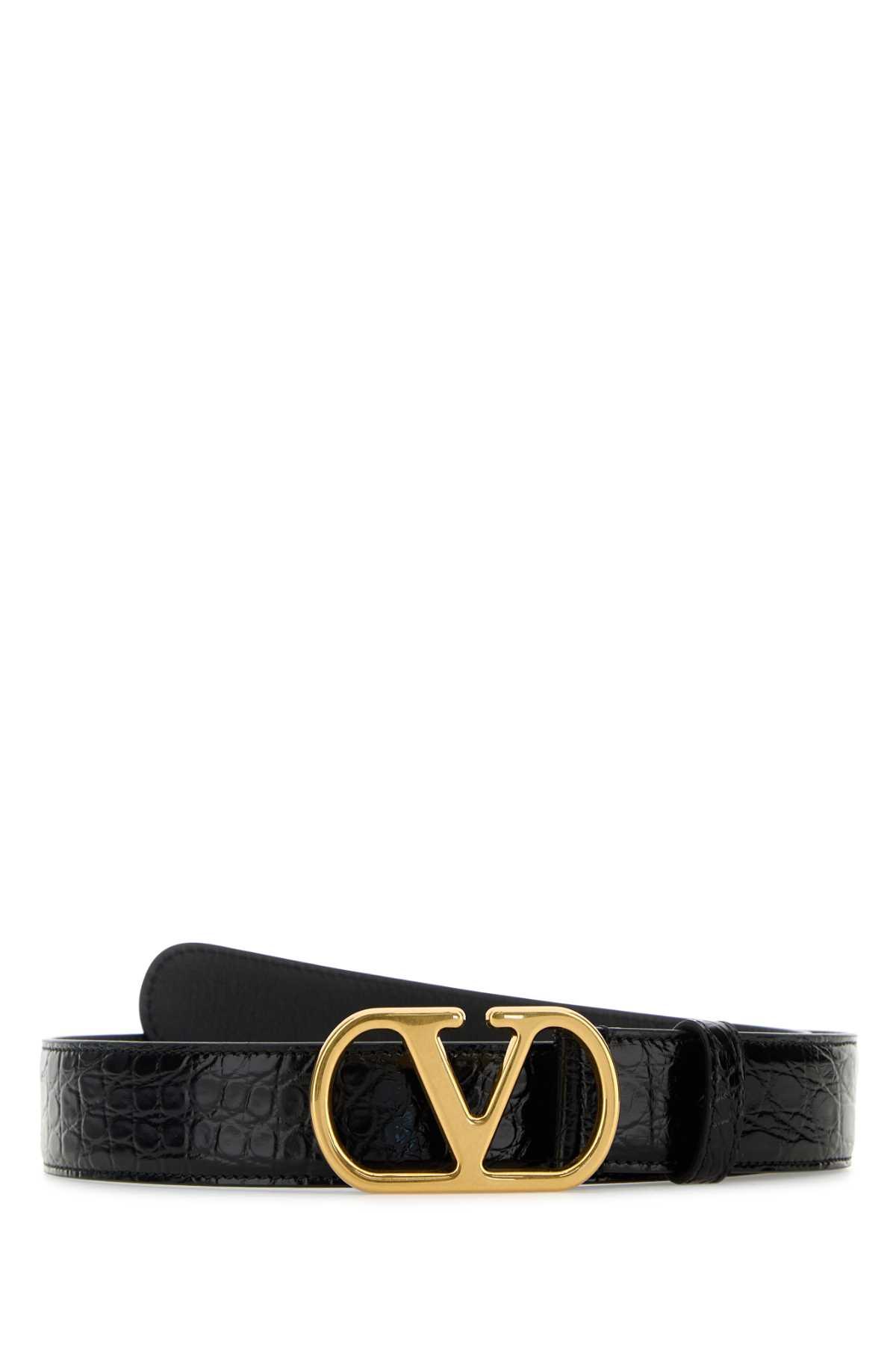 valentino garavani black leather vlogo belt