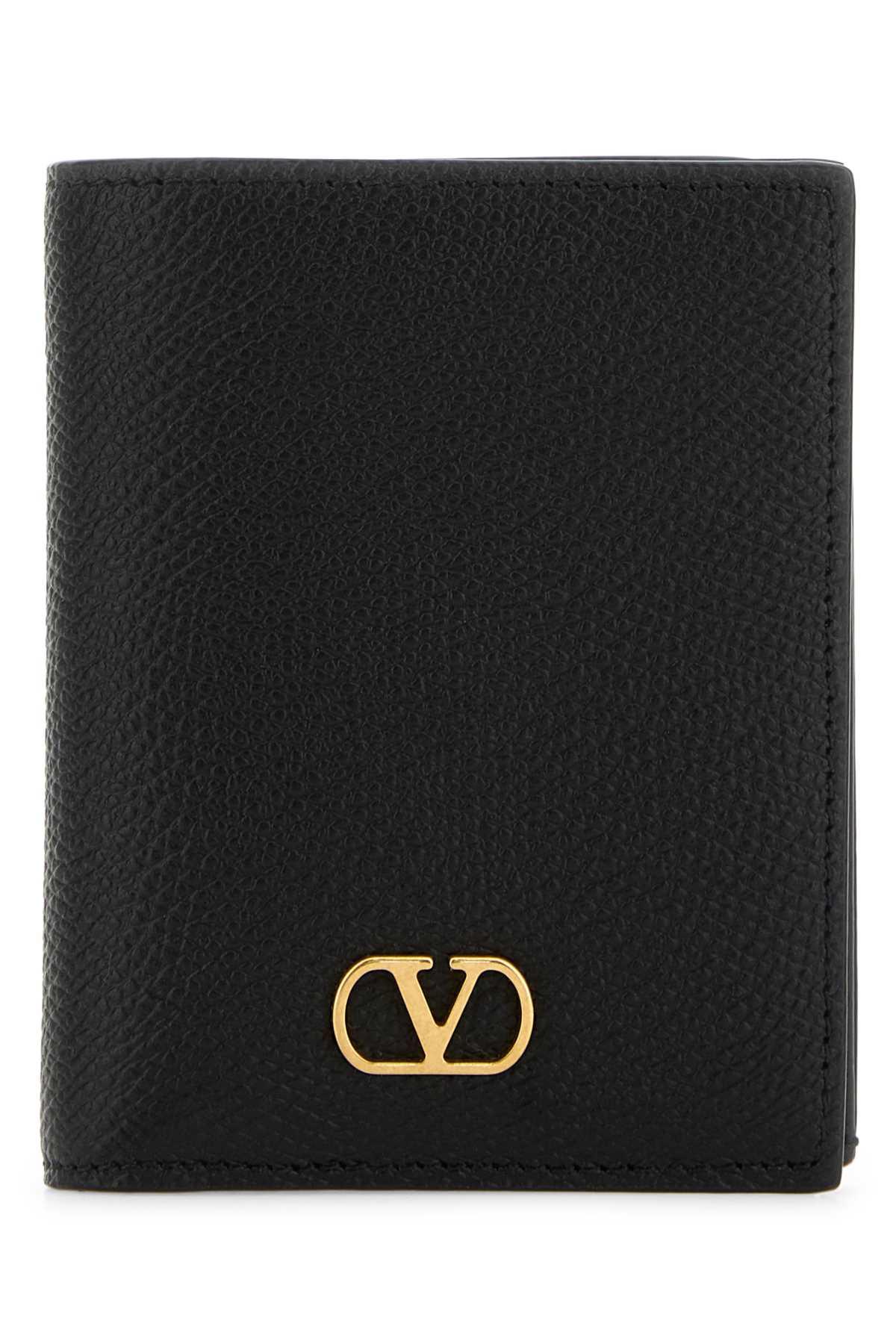 valentino garavani black leather vlogo wallet