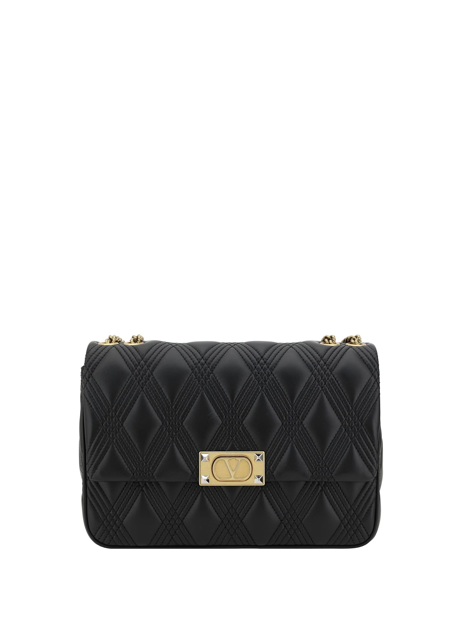 valentino garavani black nappa leather large quiltie 67 shoulder bag