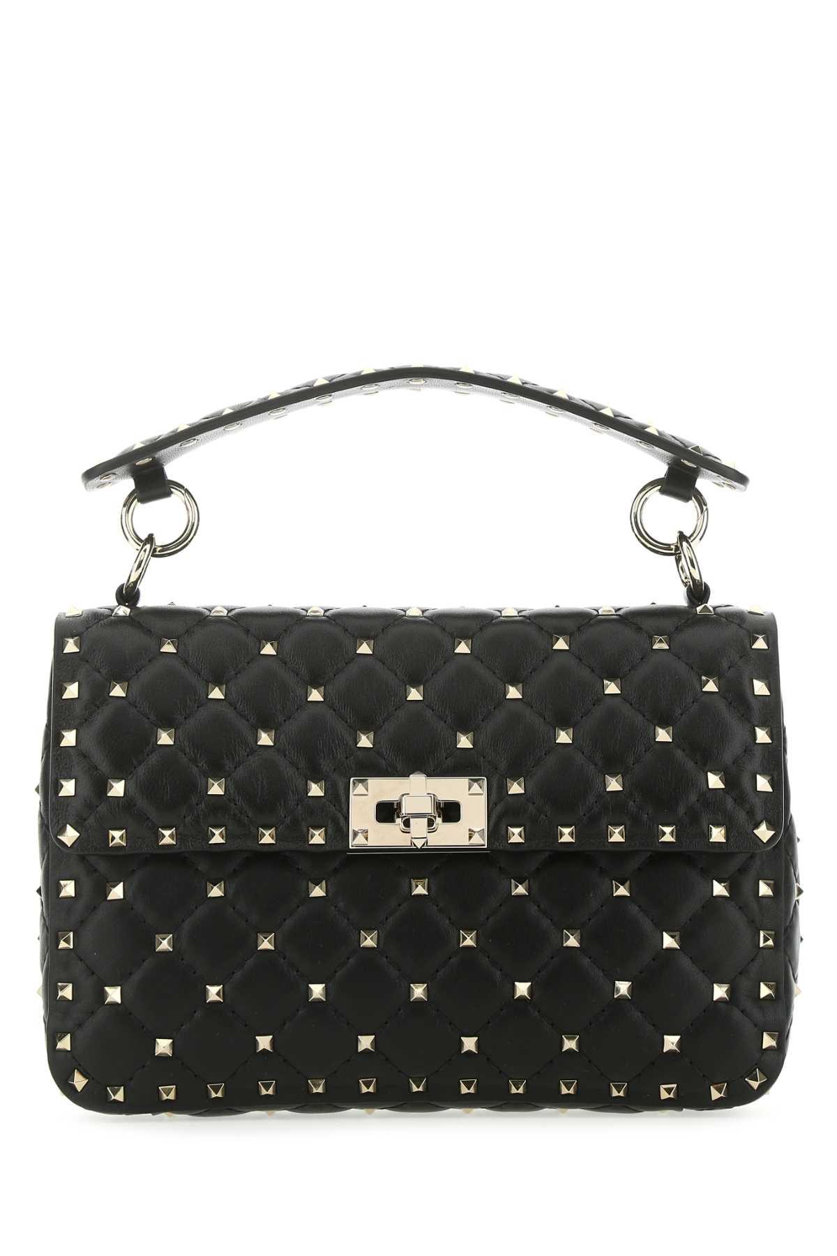 valentino garavani black nappa leather medium rockstud spike handbag