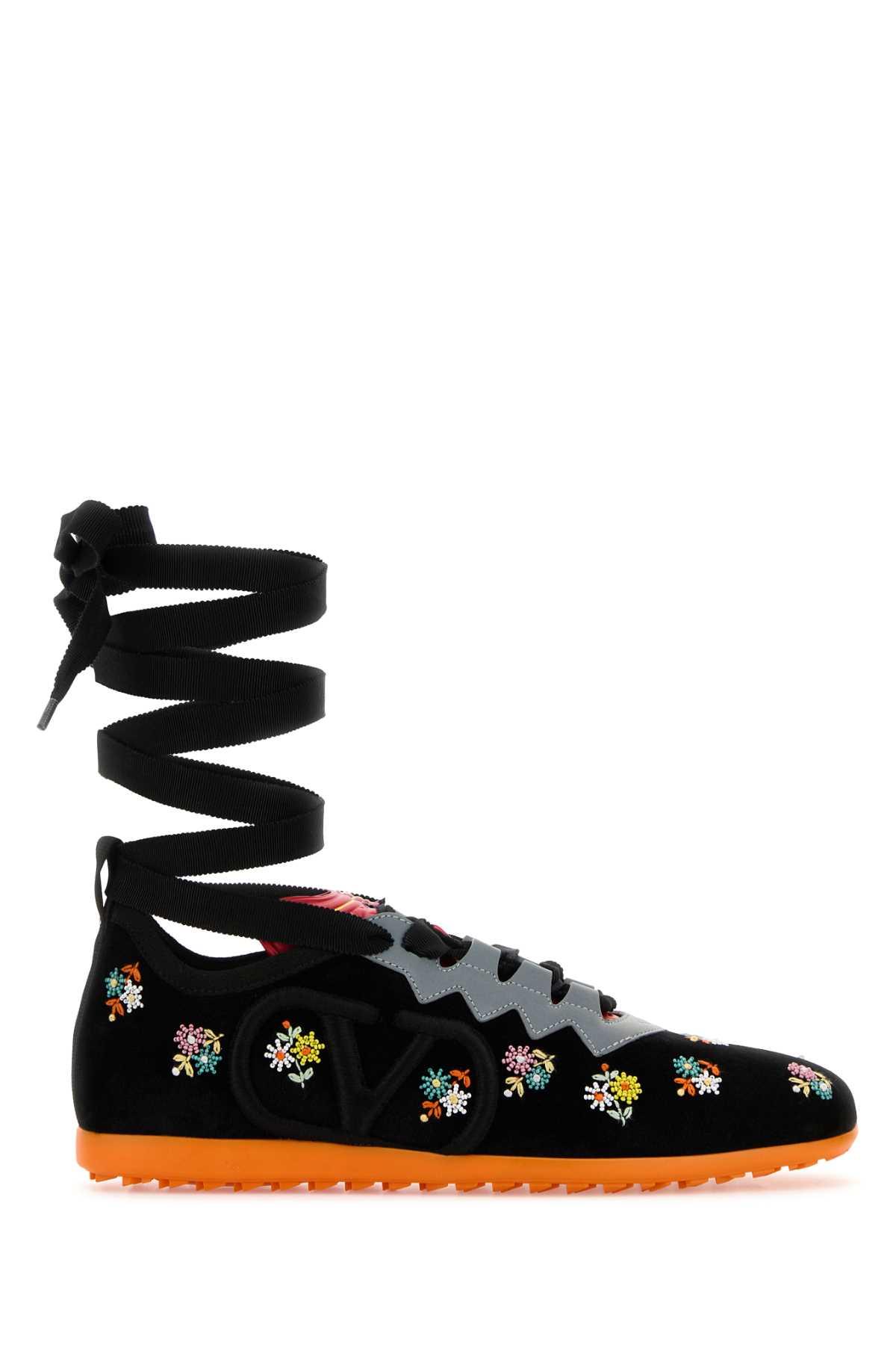 valentino garavani black velvet chromathon sneakers