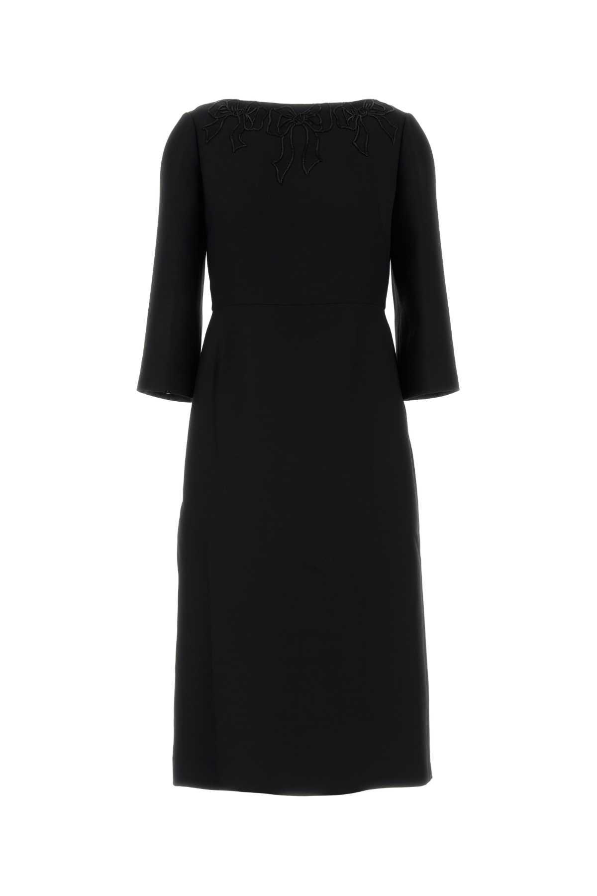 valentino garavani black wool blend dress