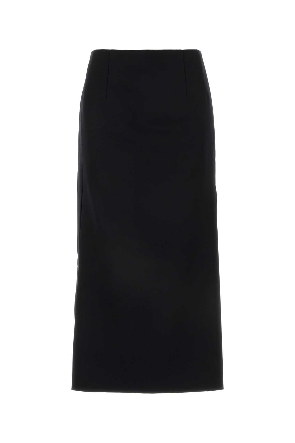 valentino garavani black wool skirt