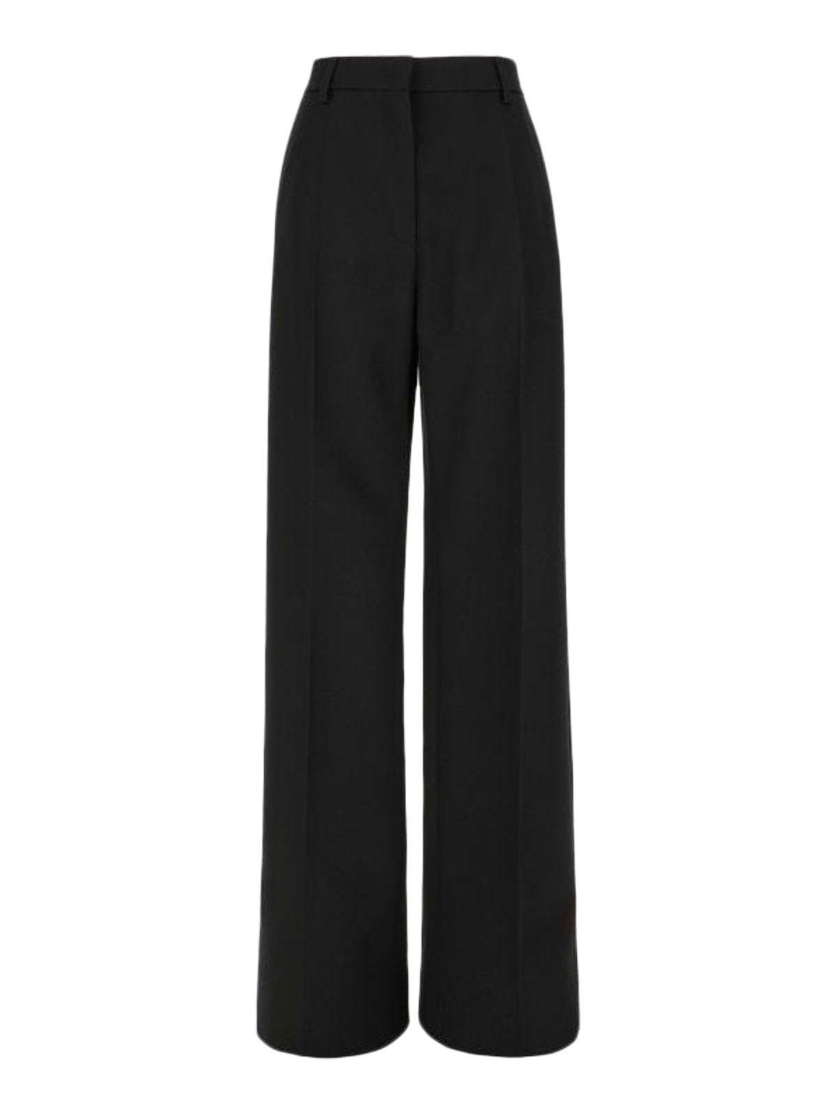 valentino garavani black wool wide-leg pant