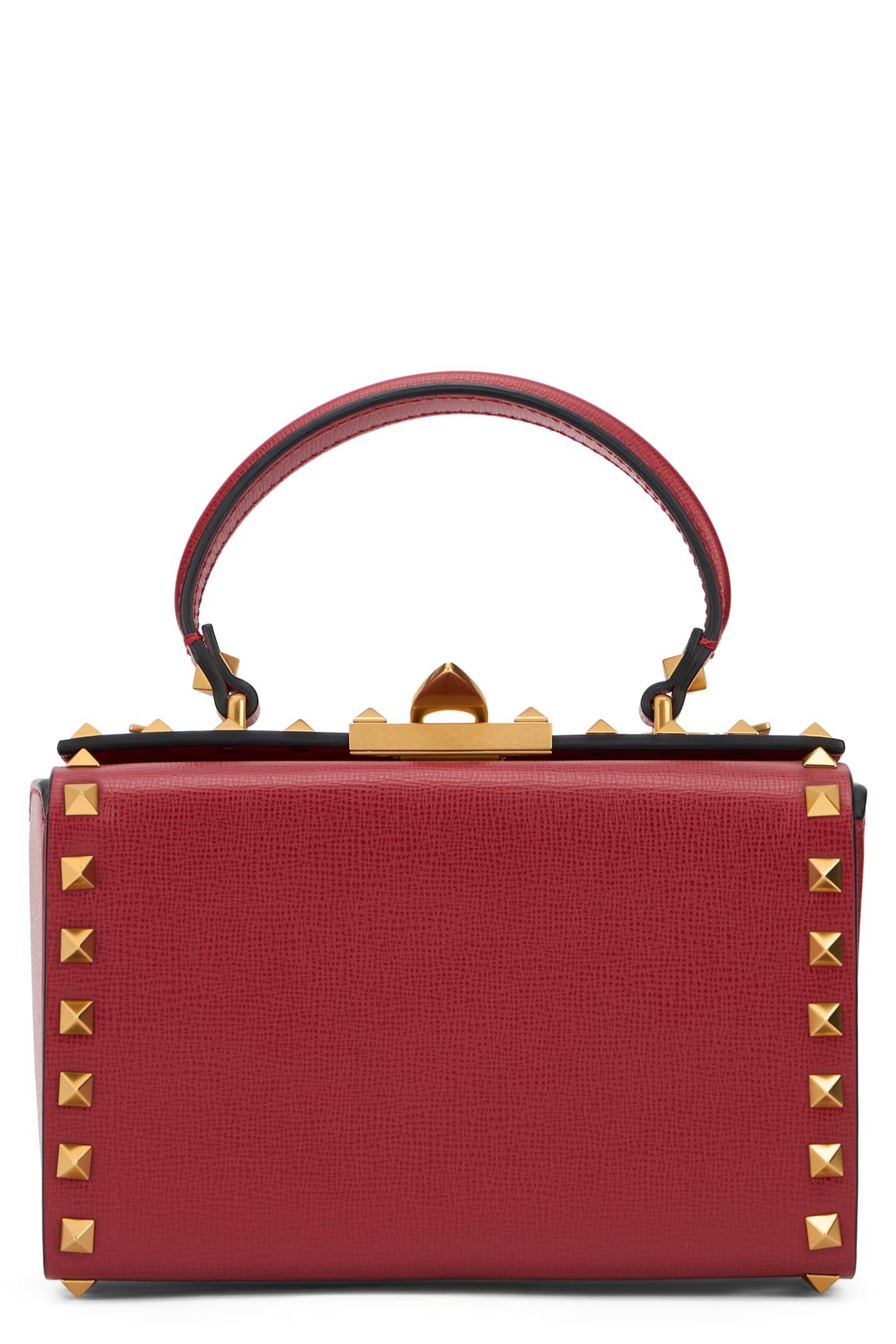 valentino garavani bordeaux leather bag with elegant studs
