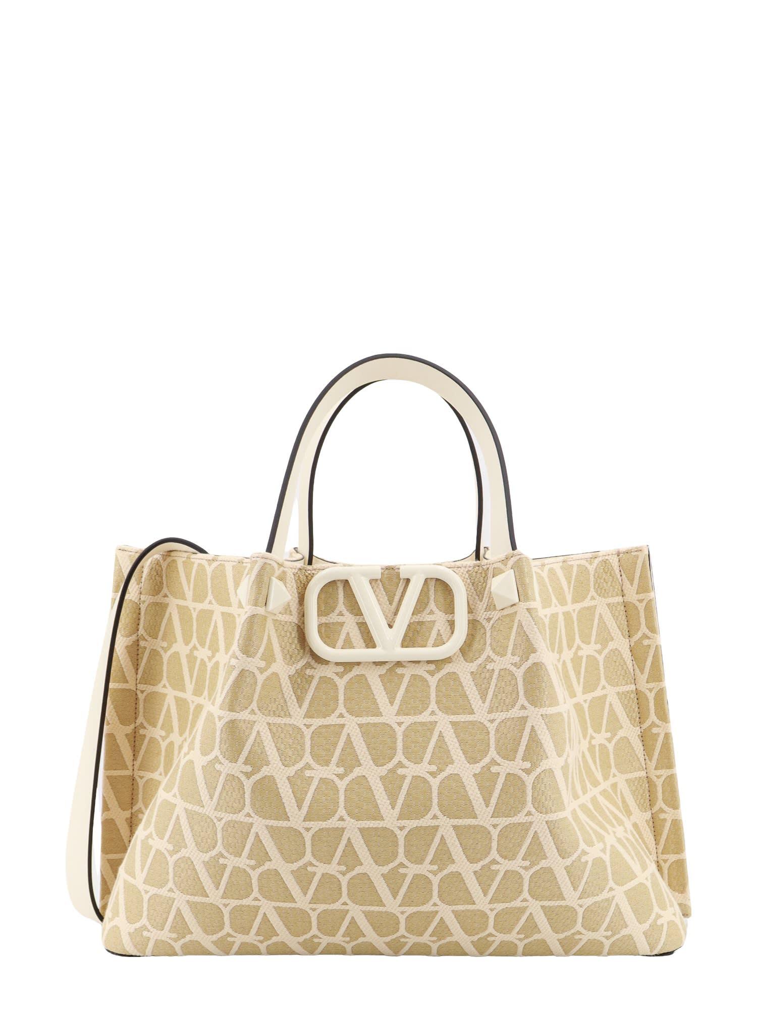 valentino garavani borsa tote in rafia toile iconographe