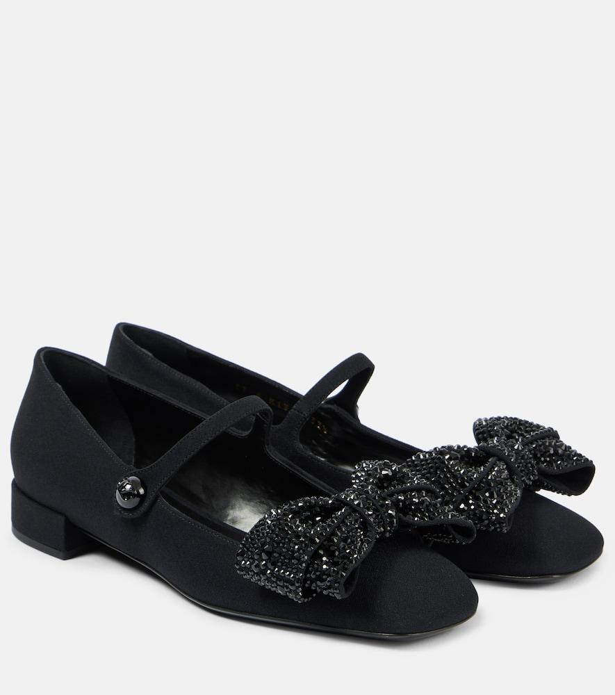 valentino garavani bowjane embellished crêpe mary jane flats