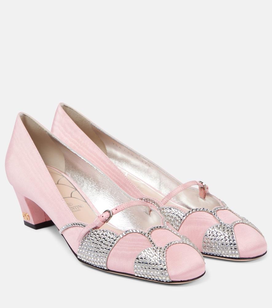 valentino garavani bowow 45 embellished moiré pumps