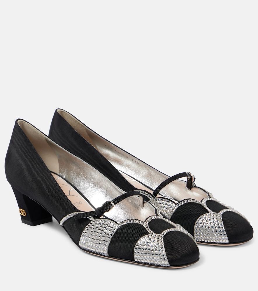 valentino garavani bowow 45 embellished moiré pumps
