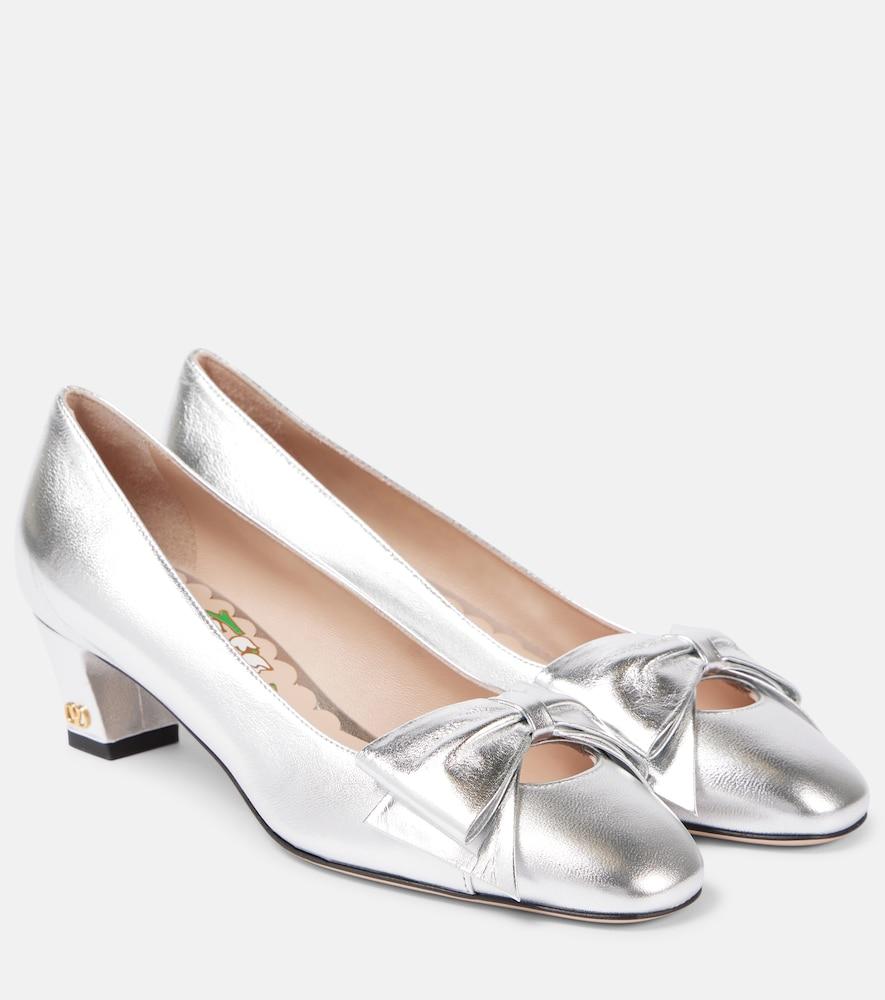 valentino garavani bowow 45 metallic leather pumps
