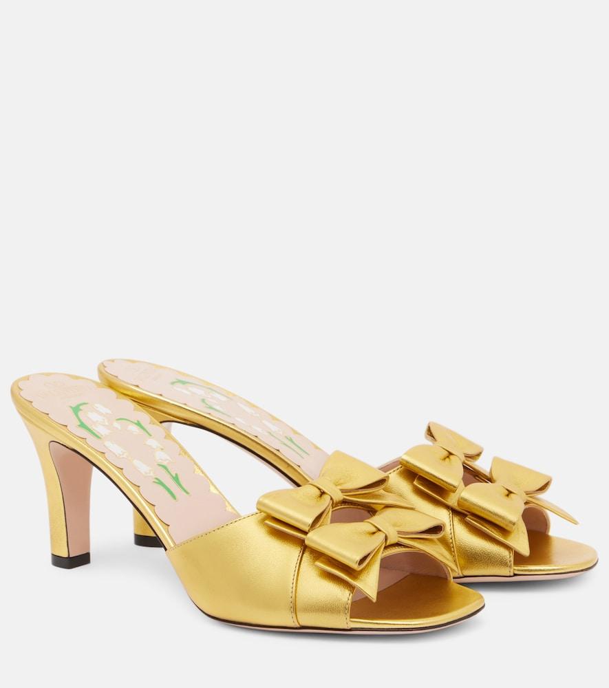 valentino garavani bowow 75 metallic leather mules