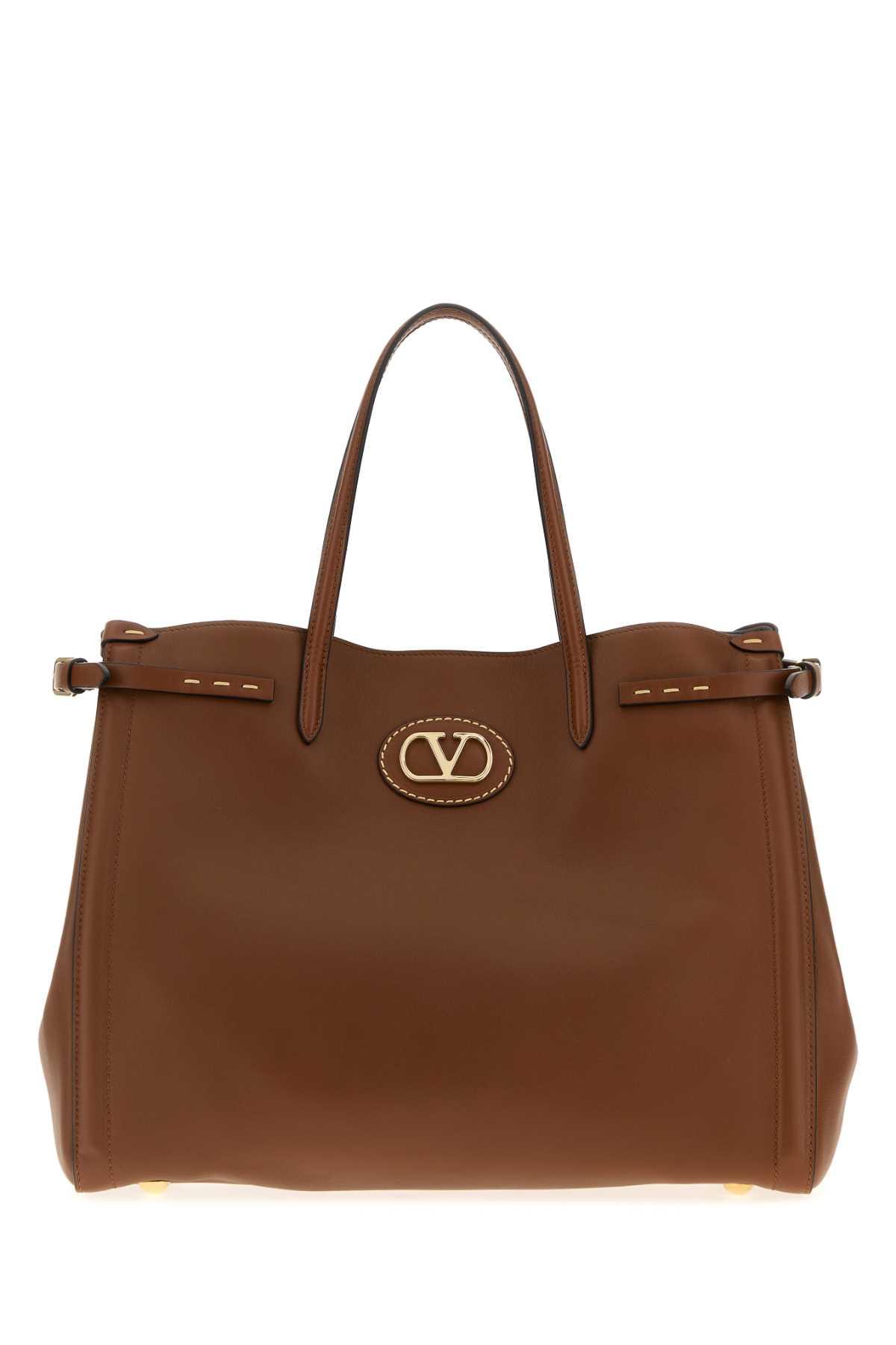 valentino garavani brown leather medium antibes shopping bag