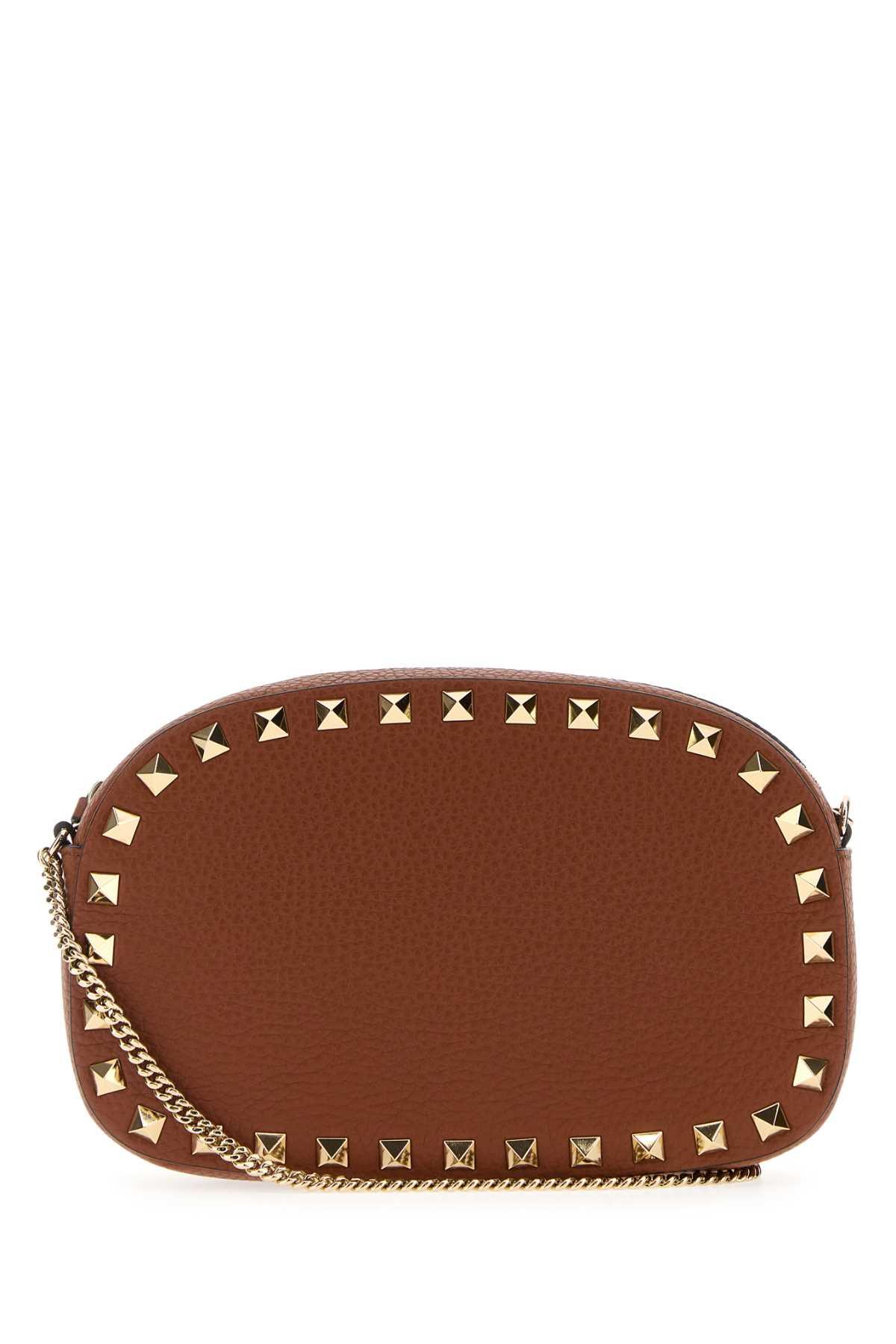 valentino garavani brown leather rockstud crossbody bag