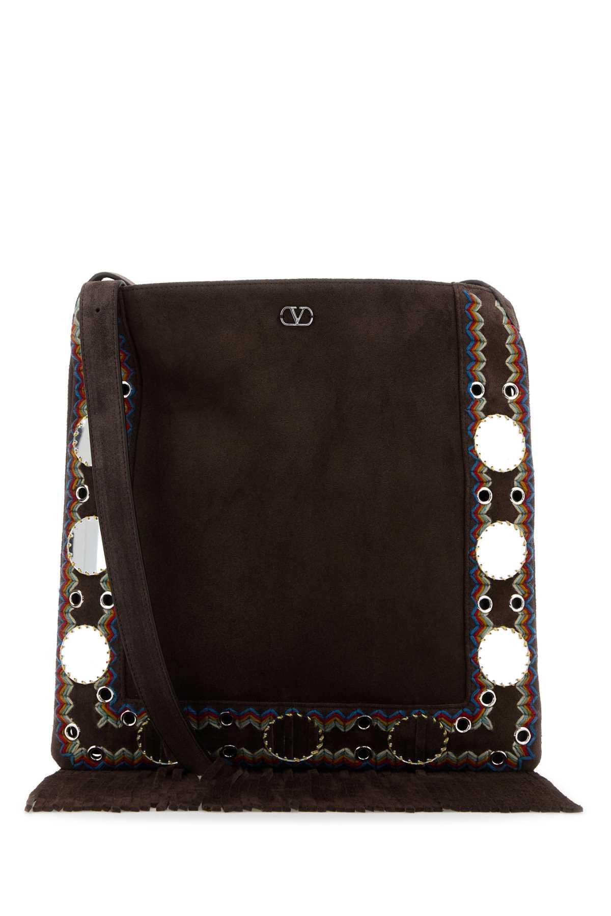 valentino garavani brown suede nellcã´te crossbody bag